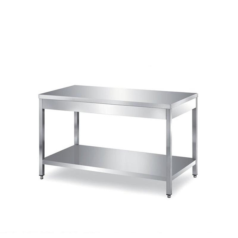Tavolo inox con ripiano di fondo - Prof. 60  - 80x60x85H