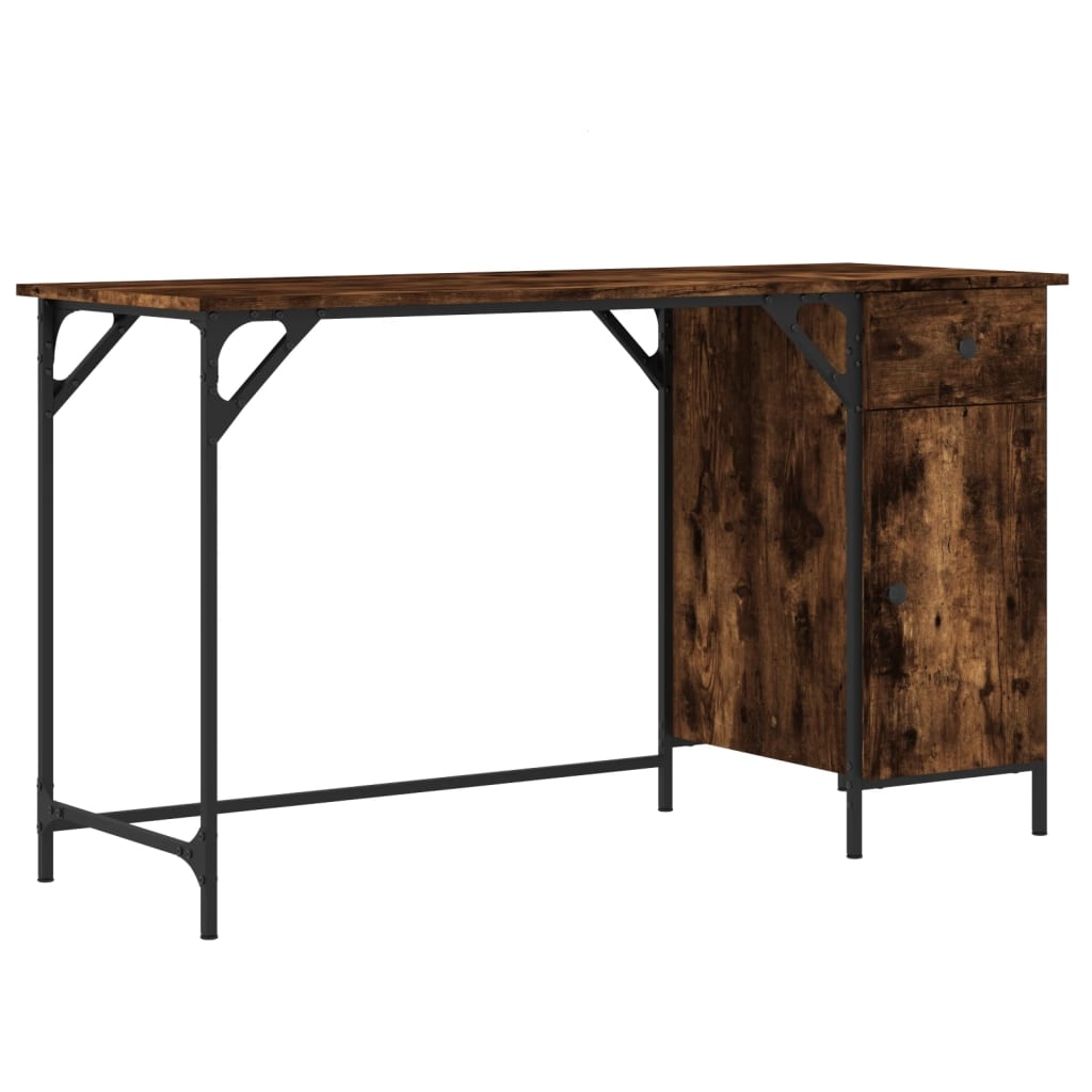Helloshop26 - Schreibtisch Arbeitsplatz Computermöbel Computerarbeitsplatz geräucherte Eiche 131 x 48 x 75 cm braunes Holzwerkstoff 02_0023726