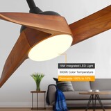 thumbnail of Deckenventilator 42x132x132 cm mit Licht und Fernbedienung 6 Stufen Timer Umkehrfunktion DC Motor leise Schwarz Metall+Holz
