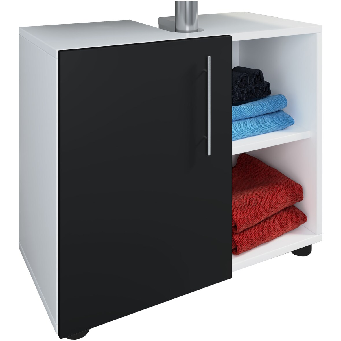 VCM Badmöbel Waschbeckenunterschrank Flandu Weiß / Schwarz H. 51 x B. 60 x T. 30 cm