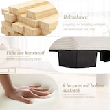 thumbnail of 3-Sitzer Sofa Samt ultratief Massivholzrahmen gepolsterte Armlehnen stabile Kunststofffüße 220x80 Kissen Wohnzimmer Sofa Beige