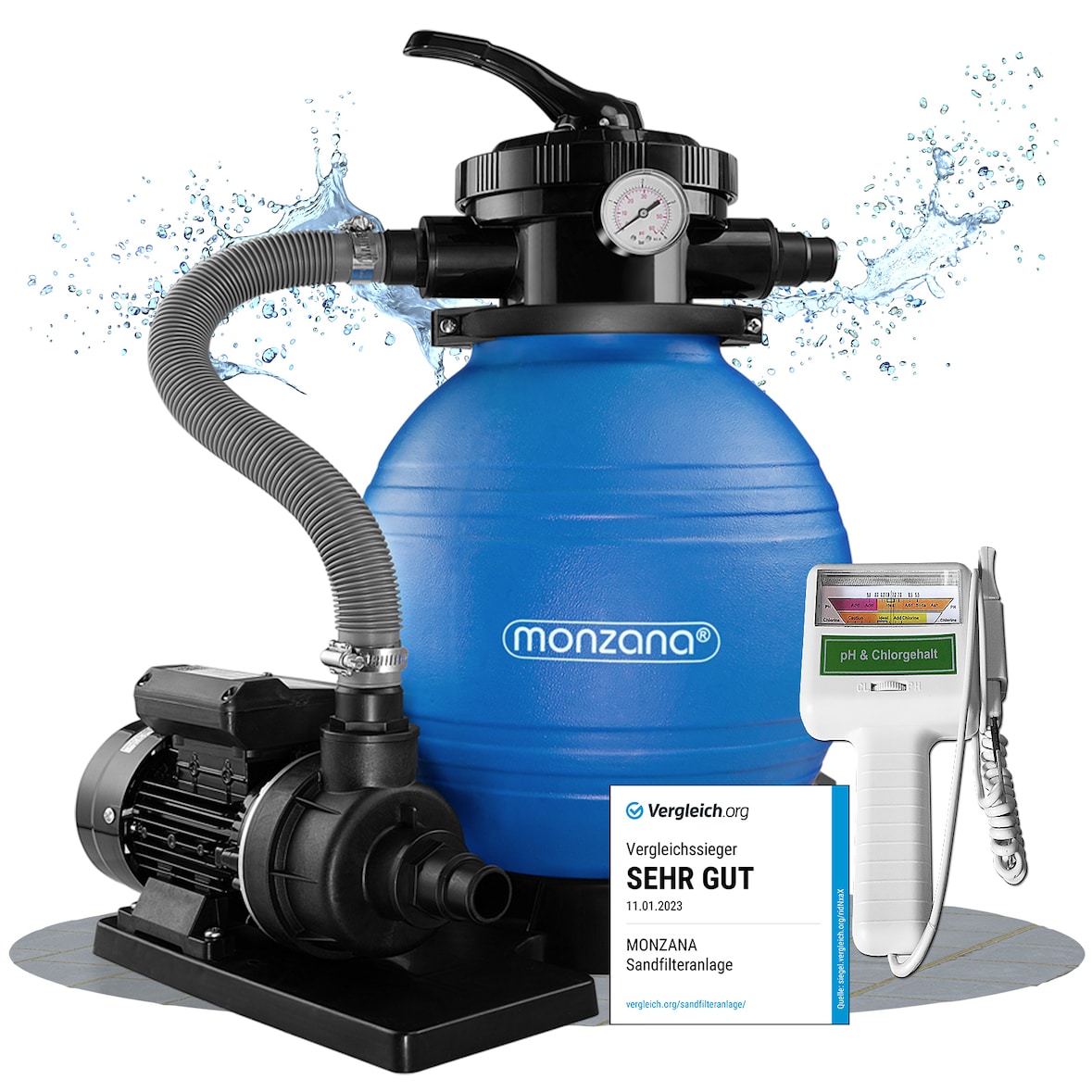 MONZANA® Sandfilteranlage 10.200L/h inklusive Wassertester