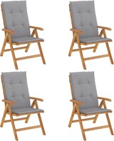 thumbnail of vidaXL Gartenstühle 4 Stk., Gartenstuhl mit Kissen, Stuhl Sessel Hochlehner Verstellbar Klappbar, Klappstuhl Terrassenstuhl, Massivholz Teak