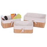 thumbnail of Conjunto de 3 cestos de arrumação HWC-C21, cesto caixa de arrumação caixa organizadora cesto de prateleira, bambu ~ cor natural