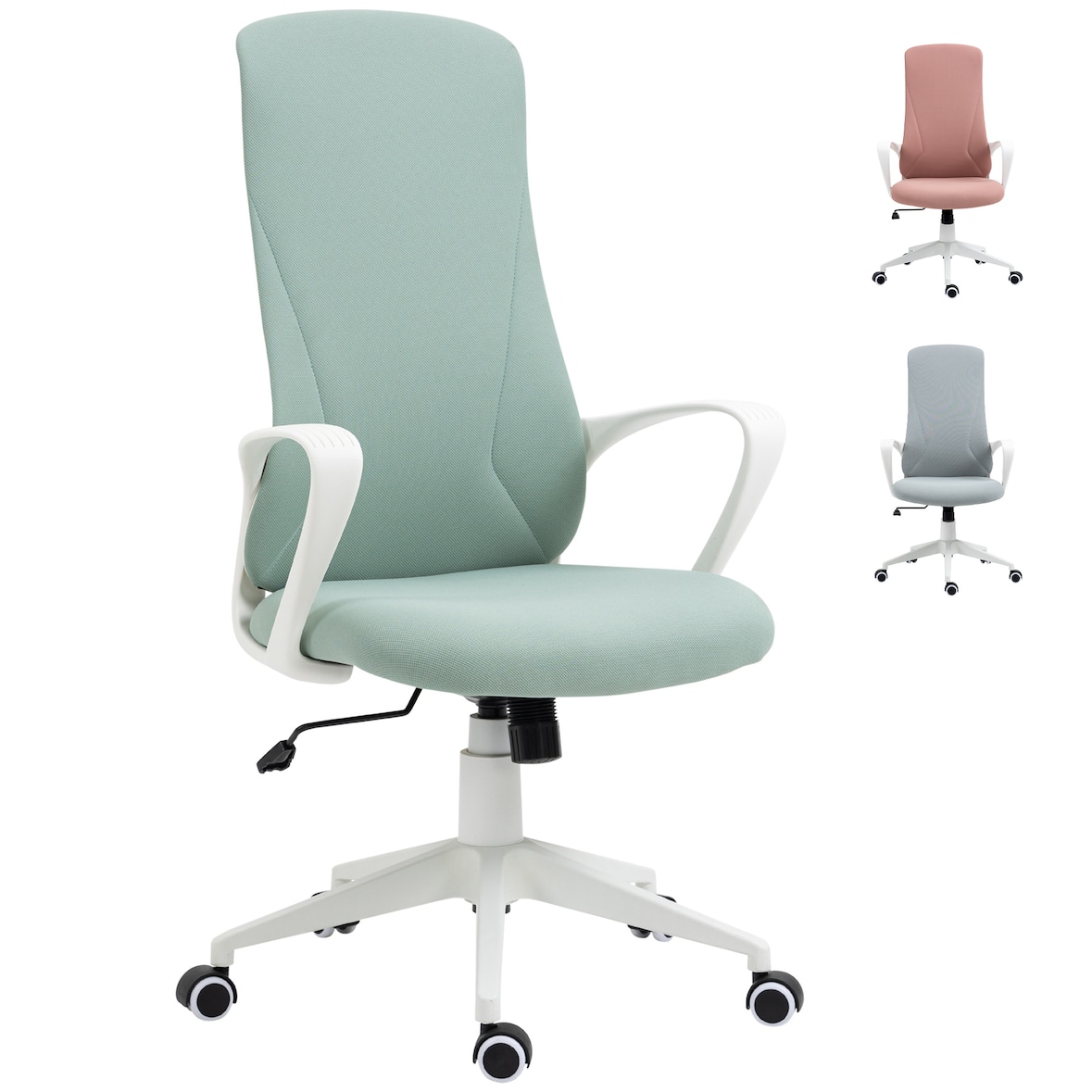 Silla de oficina giratoria silla de escritorio juvenil con altura ajustable función de basculante reposabrazos y respaldo alto 62x56x110-119,5cm verde