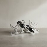 thumbnail of Modernes Weinregal aus Metall, Kapazität für 9 Flaschen, in silberner Farbe, handgefertigt, stabil und dekorativ. 55x12x20 cm | Kadima Design