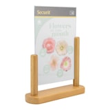 thumbnail of Securit® Transparante A5 Posterhouder - Acryl - Teak gelakte houten voet - Dubbelzijdig