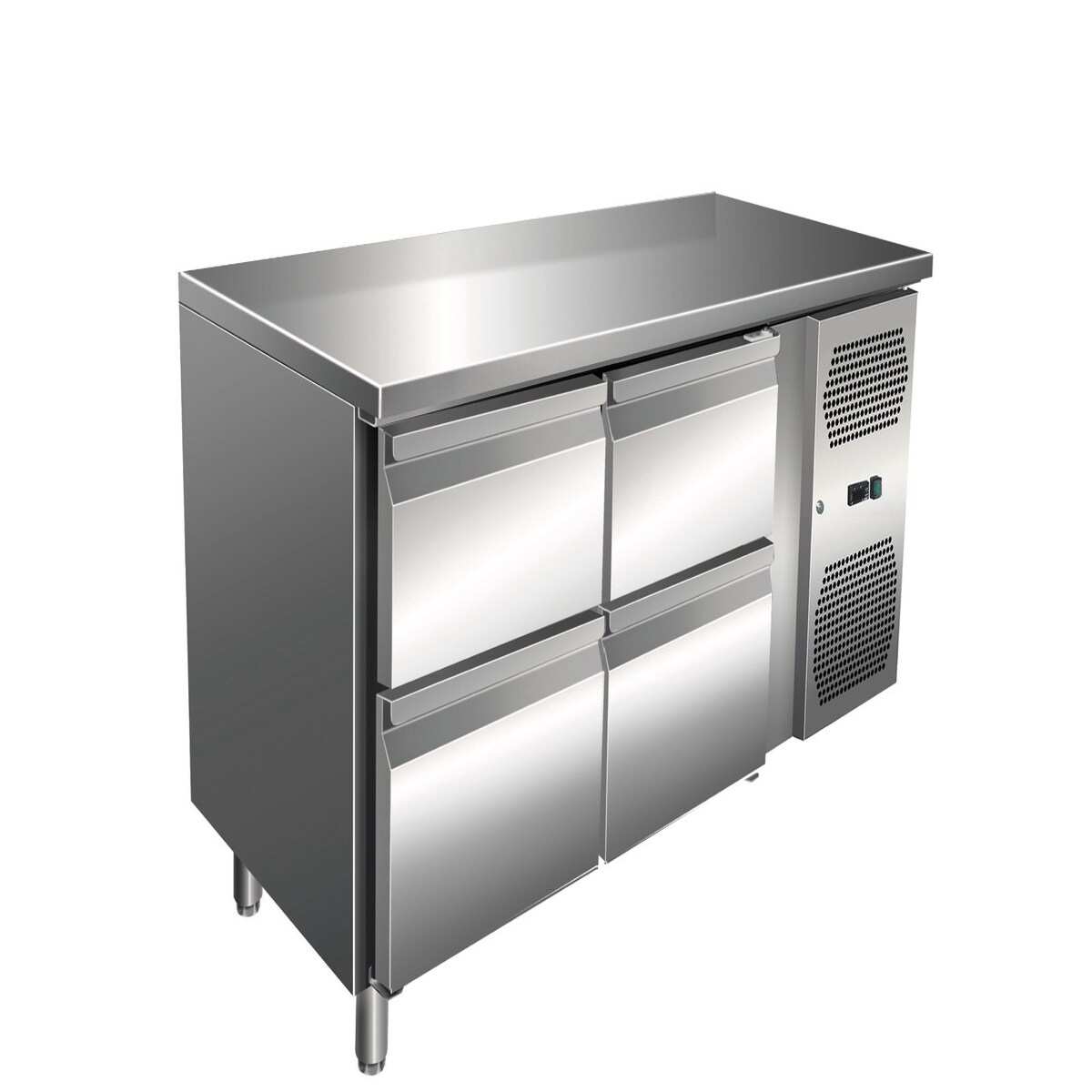 Wimar Gastro Edelstahl Kühltisch Kühltheke 4 Schubladen 86 L -2/+8°C Umluftkühlung