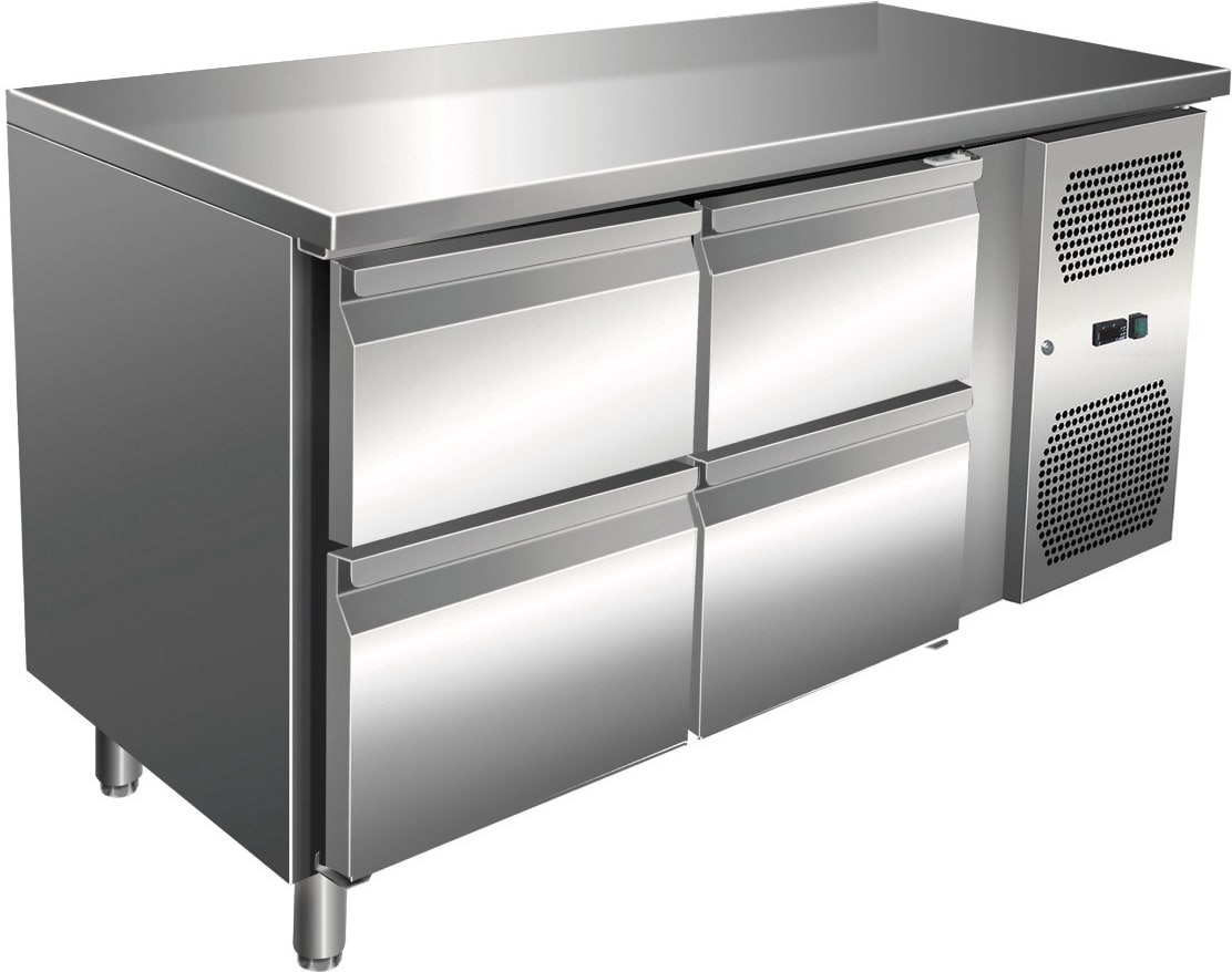 Gastro Edelstahl Kühltisch Kühltheke 4 Schubladen 115 L -2/+8°C Umluftkühlung