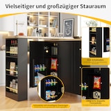 thumbnail of Barwagen Stehtisch drehbar auf Rollen Schwarz 203x39x106 cm mit 3 Schubladen 2 Türen Snackregal MDF Stauraum modern als Raumteiler