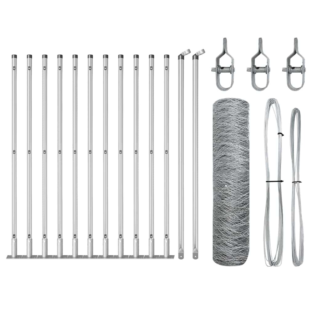 vidaXL Zaunpfosten Silber 25 x 0,4 m (36 mm Maschen) Stahl