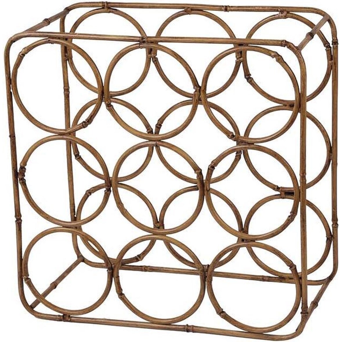 Metalen decoratie wijnrek - Bamboe look