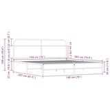 thumbnail of vidaXL Metallbett ohne Matratze Sonoma-Eiche 193x203 cm