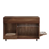 thumbnail of Merax Mobiler Katzentoiletten-Schrank auf Rollen, Kommode mit Stauraum, Sandauffangschale & Futternäpfen, 100x45.5x67cm, Nussbaum