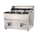 thumbnail of Romux® Friteuse À Gaz Naturel Professionnelle 18+18 Litres Double de Table | Friteuse en Acier Inoxydable avec Robinet de Vidange 24000 W