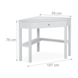 thumbnail of Relaxdays Eckschreibtisch, Ablage & Schublade, platzsparend, Büro, Arbeitszimmer, Landhausstil, HBT: 76x107x72 cm, weiß