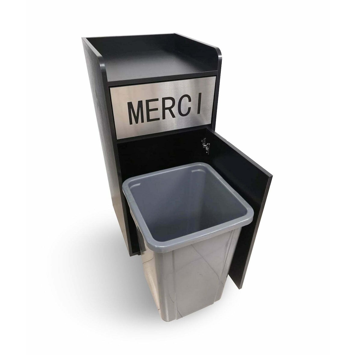 Poubelle snack merci noir avec bac plastique 110L - TIGAONE