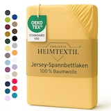 thumbnail of EXKLUSIV HEIMTEXTIL Marke Jersey Spannbettlaken 200 x 200 cm Gelb 100% Baumwolle Öko - Tex Zertifiziert Bed-Sheet Bettlaken Spannbetttuch Topper Leine