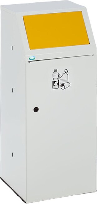 PROREGAL Robuster Wertstoffsammler mit Fronttür & Inneneinsatz | 90 Liter, HxBxT 105x40x40,5cm | Verzinkter Stahl | Gelb | Mülleimer Abfalleimer
