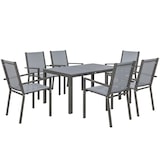 thumbnail of Outsunny conjunto de mesa y sillas jardín de 7 piezas, muebles de jardín exterior con 6 sillas apilables y marco de acero para terraza, patio, gris