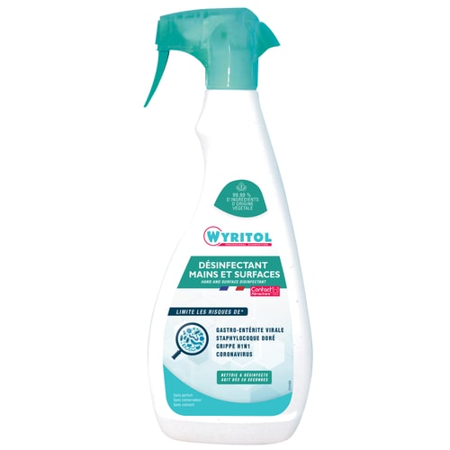 Wyritol spray désinfectant mains et surfaces 750 ml - solution hydroalcoolique