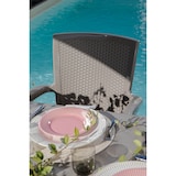 thumbnail of Ensemble repas de jardin composé de la table rectangulaire en résine Samuel, 6 chaises en résine monobloc empilables effet rotin Diana - Taupe/Taupe
