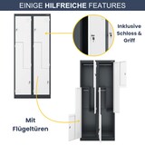 thumbnail of Umkleideschrank Spind OSLO - 4 Abteile mit Lüftungsschlitze | Umkleidespind Metall Schließfachschrank Garderobenspind, 185x80x45cm Anthrazit-Weiß