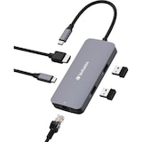 thumbnail of USB-C Pro Multiport-Hub CMH-05, 5 Port, 2x USB 3.2-A, USB 3.2-C HDMI 4K, RJ45, USB 3.1-C Kabel Grau
