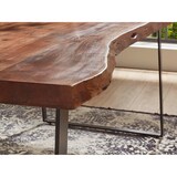 thumbnail of Esstisch Baumkante Akazie nussbaum 260 x 100 schräges U-Gestell schwarz HALMSTAD