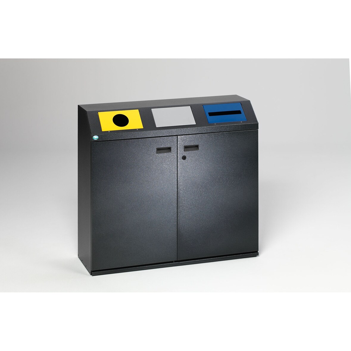 PROREGAL Selbstlöschende Wertstoffsammlstation eckig | 80 Liter je Behälter, HxBxT 97,5x108x37,5cm | Verzinkter Stahl | Grau | Mülleimer Abfalleimer