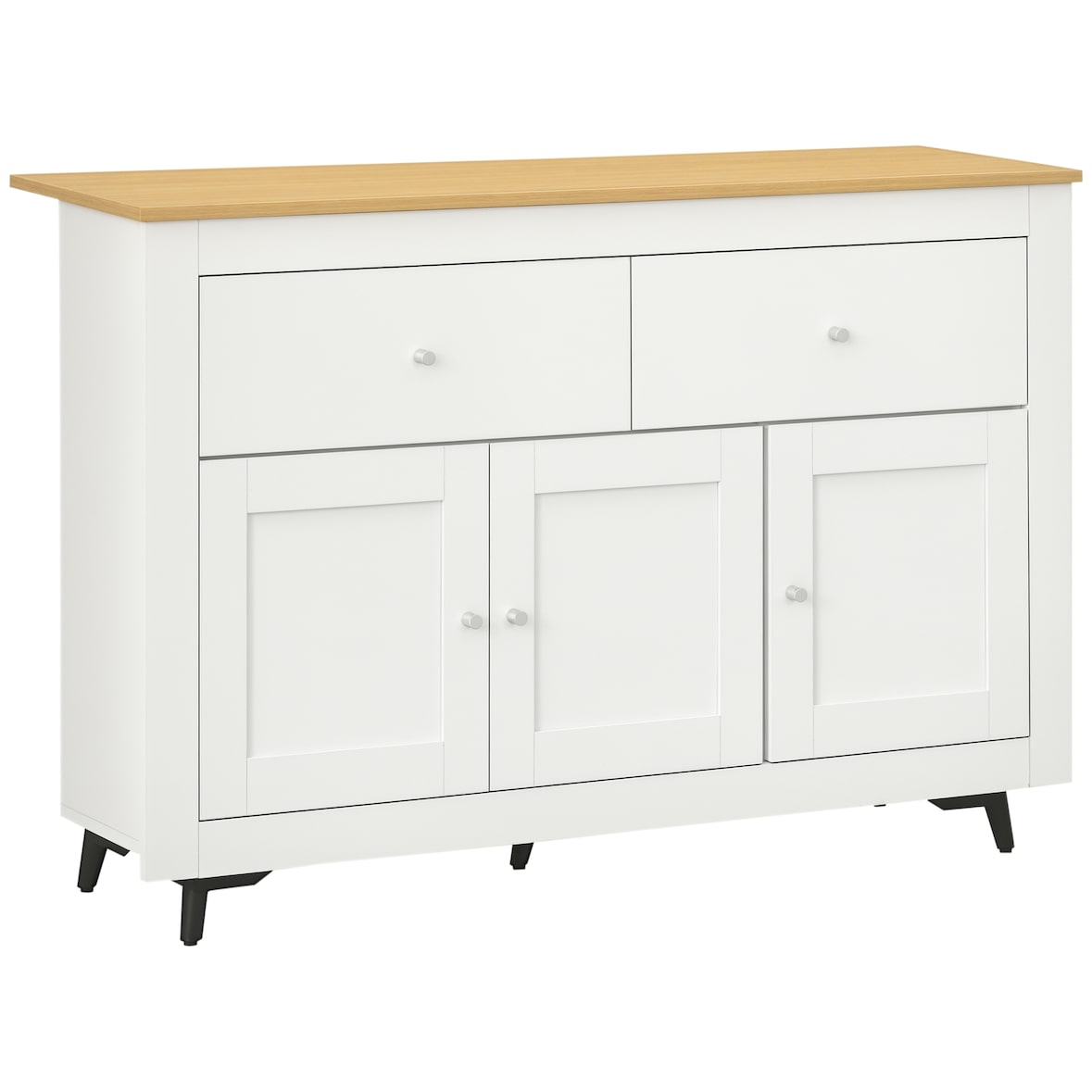 HOMCOM aparador de cocina con 2 cajones 3 puertas y estante interior ajustable 117x35x80 cm