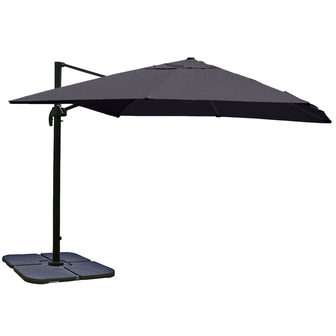 Gastronomie-Ampelschirm HWC-A96, 3x4m (Ø5m) Polyester Alu/Stahl 26kg ~ anthrazit mit Ständer, drehbar