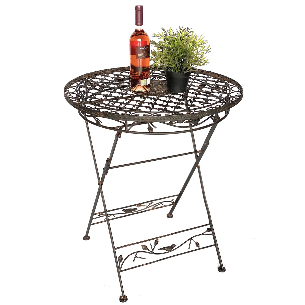 DanDiBo Tisch Bistrotisch Antik Rund Gartentisch Metall 1850 Avis Eisentisch Balkontisch Vintage