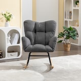 thumbnail of Gepolsterter Schaukelstuhl Grau 80x70x95 cm – Leinenstoff, Holz- & Metallrahmen, ergonomisch, Wohnzimmer & Schlafzimmer