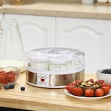 thumbnail of HOMCOM Iogurteira 20W Capacidade 1,26L com 7 Frascos de Cristal de 180 ml Termóstato Ajustável Temporizador de 1-48 horas 24x24x13 cm Branco