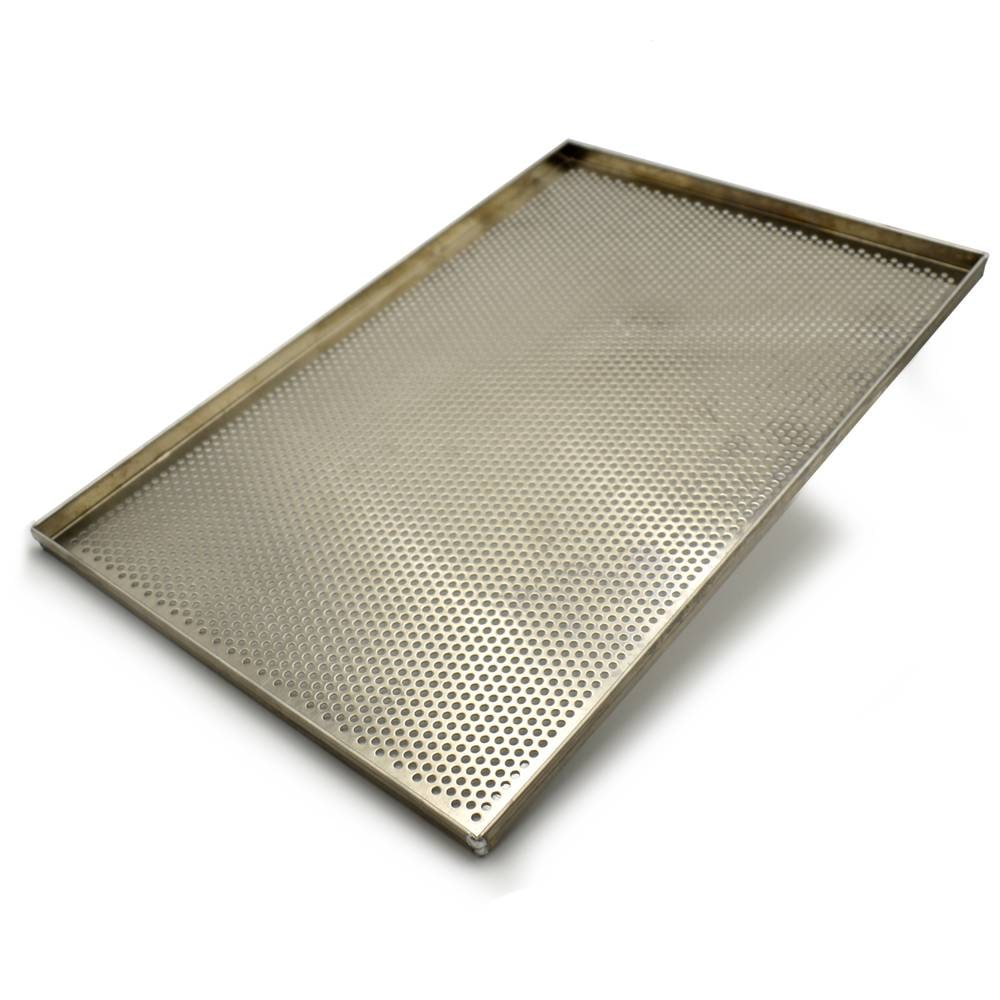 Teglia da forno forata in alluminio 60x40x2(h) cm diametro foro 5 mm