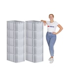 thumbnail of PROREGAL SparSet 10x Eurobox NextGen Grip mit Auflagedeckel & 4 schwarzen Verschlüssen, HxBxT 32x40x60cm, 65L, Grau, Griffe zu, Eurobehälter