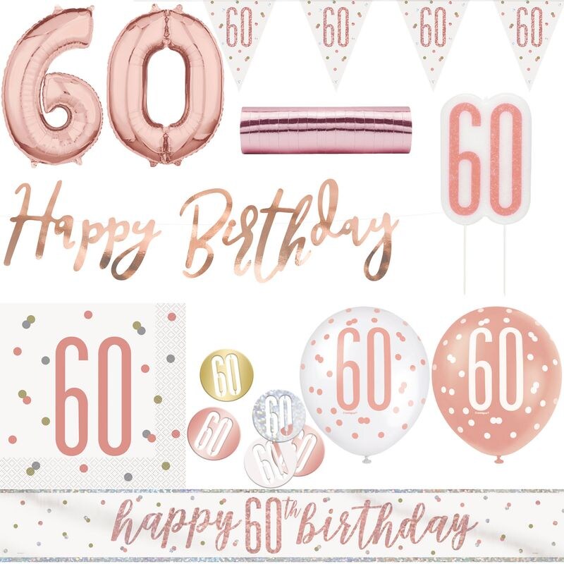 60. Geburtstag Deko roségold Party Dekoration Set Frau Set Geburtstagsdeko Jubiläum