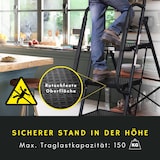 thumbnail of PROREGAL Profi-Trittleiter klappbar mit Handbügel und Werkzeugablage 4 Stufen 160x51x87cm Traglast 150kg Stahl Schwarz Klappleiter Haushaltsleiter