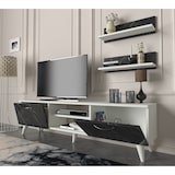 thumbnail of Wohnwand Geacles Weiß Dunkelgrau ( Marmor optik )