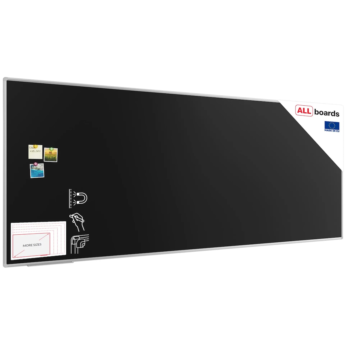 ALLboards Tableau à Craie Noir Magnétique avec Cadre en Aluminium Premium EXPO 300x120 cm