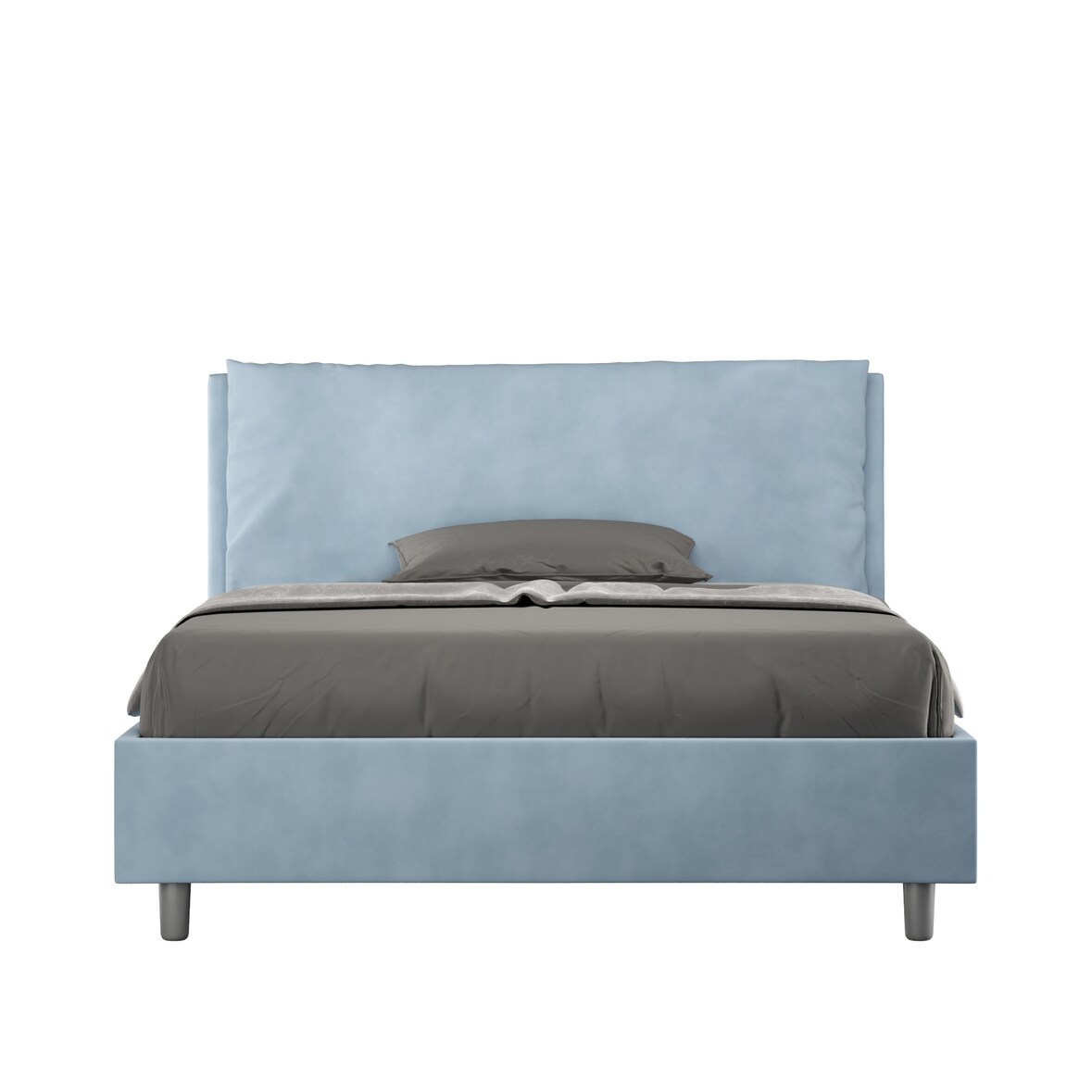 Cama con somier acolchada 140x200 microfibra azul claro Antea