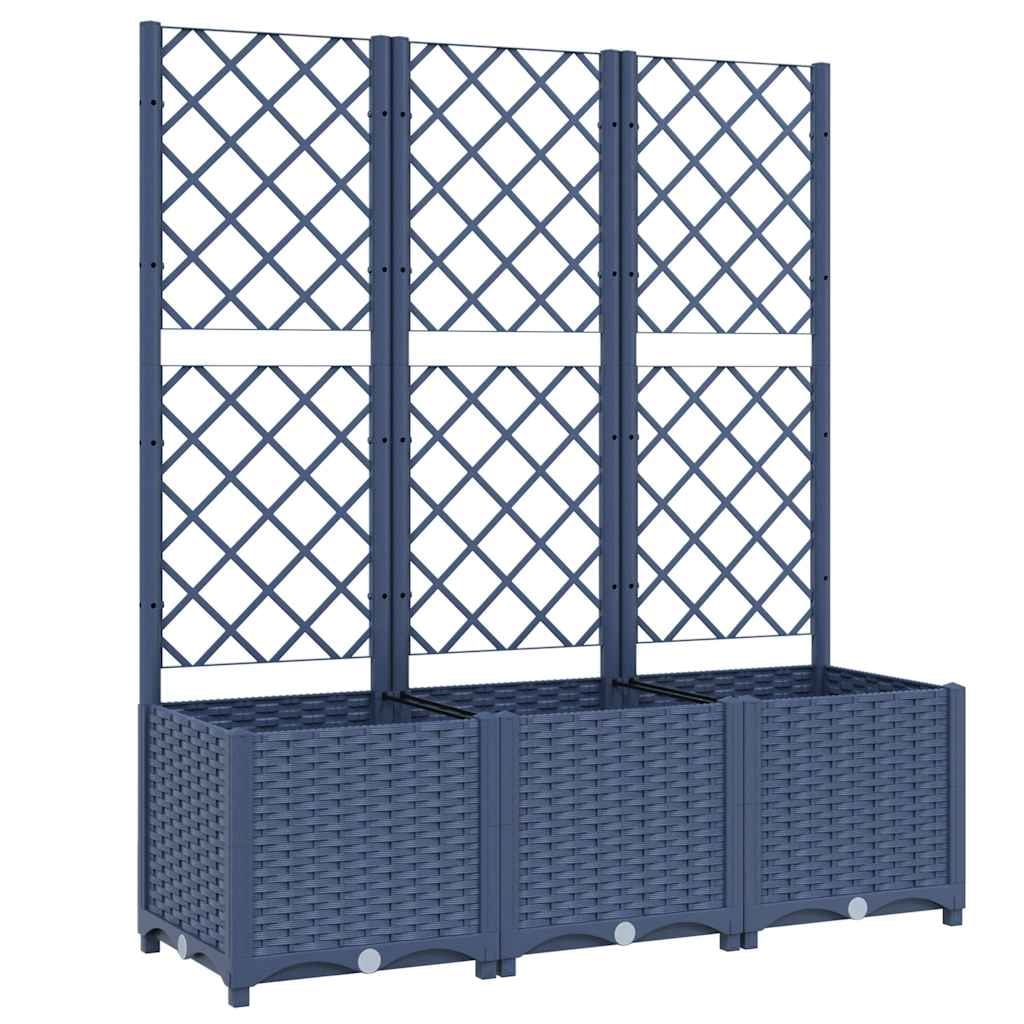 vidaXL Pflanzkübel mit Spalier Blaugrau 120x40x136 cm PP