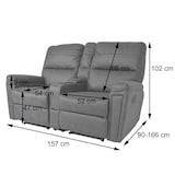 thumbnail of 2er Kinosessel HWC-K17, Relaxsessel Fernsehsessel Sofa, Nosagfederung Getränkehalter Fach ~ Stoff/Textil dunkelgrau