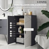 thumbnail of Badezimmerschrank 60x30x82 cm mit Doppeltür und verstellbaren Regalböden Grau, Holz, klarer Look für Bad und Wohnbereich