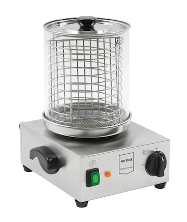 METRO PROFESSIONAL Macchina per hot dog GHM1002, acciaio inox/vetro, Ø 20 x 40 cm, 800 W, con indicatore di livello dell'acqua, argento