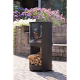 thumbnail of Braciere RedFire Buffalo – metallo con rivestimento nero – Ø43 cm – altezza 90 cm – con vano porta legna – nero