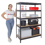 thumbnail of PROREGAL Schwerlastregal Rivet HxBxT 180x120x60cm Fachlast 250kg, Innovatives Stecksystem, Schwarz, Garagenregal, Lagerregal, Steckregal, Kellerregal