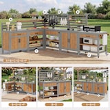 thumbnail of Merax Outdoor Küchenschrank L-Form, wetterfest, mit Spüle & Wasserhahn, Edelstahl-Arbeitsplatte, BBQ Grillstation mit Stauraum & Flaschenöffner, Grau