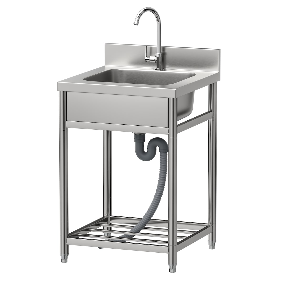 Gasfrit – Pia de aço inoxidável com 1 cuba e torneira 550 x 550 x 800 mm desmontável | Pia industrial com pés | Cuba para cozinha